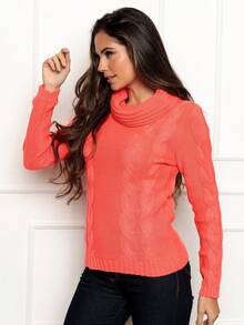Women Sweaters - 珊瑚粉 - 查看 5