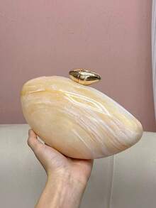 1 件简约时尚亚克力大理石纹理晚装包，时尚创意独特手拿包，高端单肩包，适合晚会、婚礼、派对、礼物 - 彩色 - 查看 5