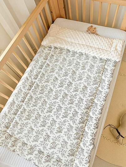 1pc Infant Thick Mattress Pad, Soft Dotty Velvet Fabric Warm Mattress Pad, Nursery Bedding Cushion, Children Bedding, Reversible And Washable