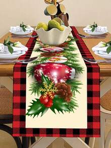 1 Pieza Camino de mesa de poliéster navideño, Bandera de mesa navideña, Suministros de decoración navideña, Decoración de fiesta de Navidad, Decoración del hogar, Decoración de mesa, Decoración navideña, Regalo de Navidad, Decoración de escritorio navideña
