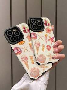Teléfono anticaída suave con textura de vida marina rosa, X/XS XSMAX 11 12 13 14 15 16 12MINI 13MINI 16E SE4 S22 S23 S24 S25, 1 ud. - Multicolor 4 - Ver 3