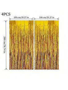 4 包铝箔窗帘背景银色金属丝箔流苏窗帘照片亭道具适用于生日婚礼订婚育儿室装饰婴儿洗礼单身派对圣诞节节日庆祝派对装饰、母亲节毕业季装饰、生日、单身派对、准新郎派对装饰 - 4 包 - 銀色 - 查看 20