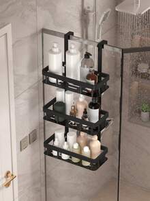 1pc 2/3Layers Bathroom Door Hanging Storage Rack, Non Perforated Bathroom Storage Rack, Multifunctional Three-Layer Hanging Bathroom Storage Rack, Used For Bathroom Organization And Storage, Bathroom Accessories - Multicolor - View 11