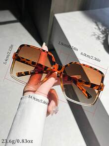 1 Pair Unisex Square Bohemian Style Sunglasses, Suitable For Street Style, Travel, Sports, Driving, Festivals, Outings, Summer Accessories, Vacations, Outdoor Activities, UV Protection, Golf, Hiking, Elegant Outfit, Sports, Parties, Outdoor Activities, Fishing, Holidays, Sun Protection - Leopard Tea - View 4