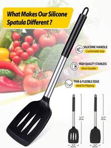 硅胶厨具不粘锅勺铲滤器套装，防滑耐热厨房用具 - 彩色 - 查看 9