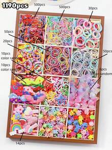 VBOOR 10/20/1190件/套 多巴胺发夹套装，包含发圈、Y2K 星星发夹、蝴蝶夹、卡通夹、小爪子 - 适合女孩和女士，日常发型配饰，可爱高弹力发圈，甜美女孩透明蝴蝶仙子发夹，彩色清新兔耳发圈，Y2K 油性多巴胺韩国糖果色侧夹，迷你爪子组合套装，学校用品，礼物