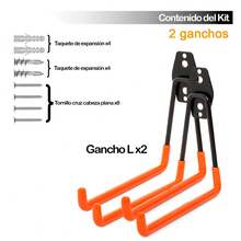 Vmingo 2 Piezas Gancho Soporte Horizontal Bicileta Arnes Acero Goma Antideslizante Pared Colgar Almacenar Garage Organizacion Habitación Taller - Tipo L - Ver 4