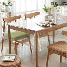 dia dos paisTransparent Plastic PVC Tablecloth 4 6 8 10 Places Various Sizes Transparent Table Protector - transparente - Visão 1
