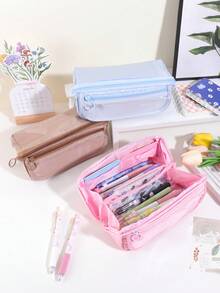 1 New Creative Large Capacity Learning Pencil Case With Multifunctional Desktop Organization And Storage Stationery Box For Boys And Girls To Study And Work, Portable Pencil Case For Learning, Gift Giving,Pencil Pouch,School Bag, School Supplies,Back To School - Multicolor - View 1