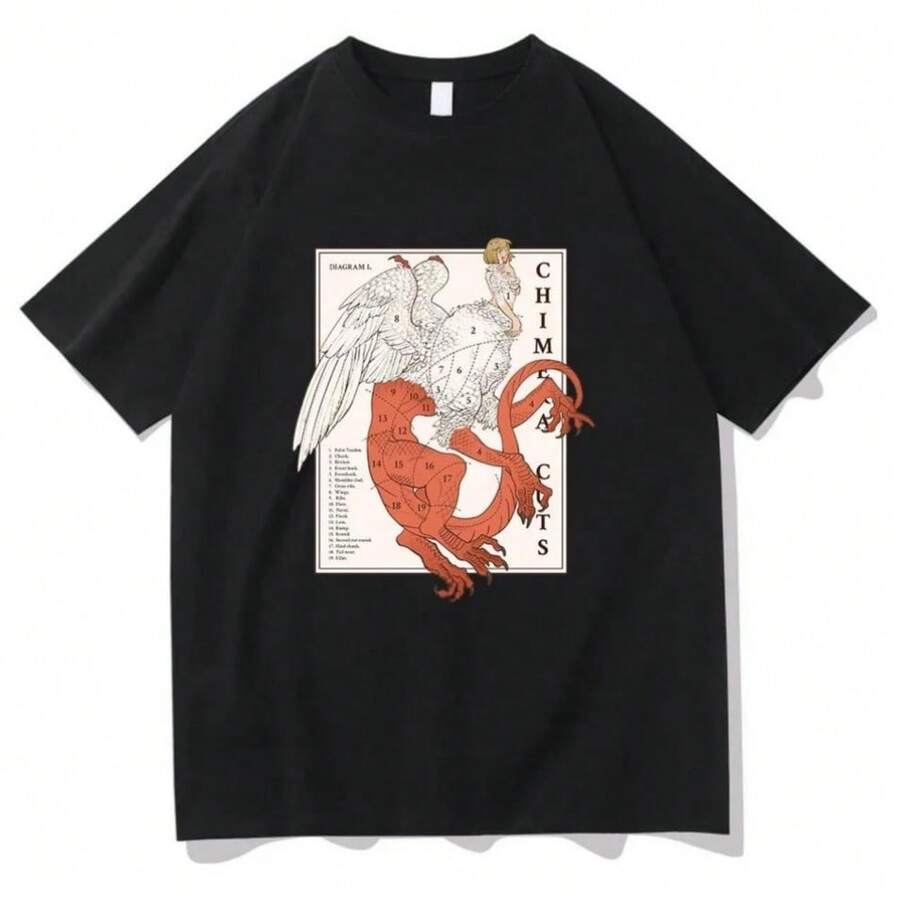 Delicious In Dungeon Falin Chimera Cuts Tshirt Fashion Women's Harajuku Marcille Chilchuck T-Shirt Unisex Vintage T - 黑色 - 查看 1