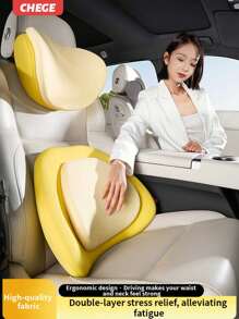 1 件汽车颈部和头枕枕，符合人体工程学的驾驶员座椅腰部支撑垫，舒适的汽车颈部保护器