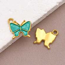 2pcs Fashion Enamel Stainless Steel Butterfly Charm High Quality Gold-Plated Love Butterfly Spacer Beads Pendant For DIY Bracelet Necklace Jewelry Making Craft Accessories