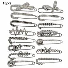 5/7/8/15 件套优雅休闲锌合金仿珍珠胸针开衫围巾装饰配饰套装，精致别致的毛衣胸针套装，适合全年办公室配饰衬衫夹克珠宝圣诞节万圣节衣服别针有趣可爱的教师礼物服装配饰包饰