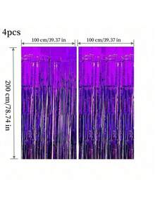 4 包铝箔窗帘背景银色金属丝箔流苏窗帘照片亭道具适用于生日婚礼订婚育儿室装饰婴儿洗礼单身派对圣诞节节日庆祝派对装饰、母亲节毕业季装饰、生日、单身派对、准新郎派对装饰 - 4 包 - 銀色 - 查看 13