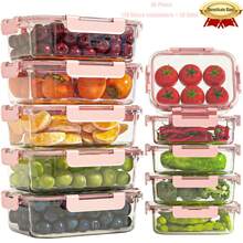 10/2pcs Set High Borosilicate Glass Food Storage & Meal Prep Containers Set With Airtight Lids - Microwave, Dishwasher, Oven & Freezer - 西瓜粉 - 查看 1