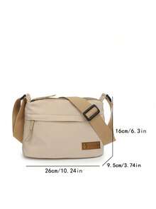 Bolso de hombro de mujer de estilo coreano minimalista casual de nailon, bolso cruzado de moda con múltiples compartimentos, adecuado para compras, billetera, mujeres jóvenes, estudiantes universitarios, principiantes, trabajadores de oficina. Excelente para oficina, universidad, trabajo, negocios, traslados, actividades al aire libre, viajes y senderismo. - Caqui - Ver 3