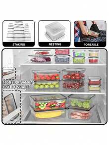 12/24pcs Food Storage Containers With LIDS Sealed, Plastic Food Containers, Used For Kitchen Storage And Organization, Sealed And Leak-Proof, Food Containers With Labels And Marks. - Black and White - View 6