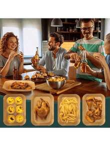 50/100/200 件一次性棕色矩形空气炸锅内衬羊皮纸，矩形空气炸锅纸，不粘空气炸锅烘焙纸，食品纸盘和防油纸，适用于烘烤面包、蛋挞、奶酪、土豆、海鲜、烤箱配件、烘焙工具、厨房小工具、厨房配件 - 彩色 - 查看 6