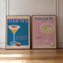 1 szt. Jesienny koktajl Margarita Martini Bar i plakaty Vintage Estetyczne obrazy ścienne Kuchnia Sklep Klub Wystrój Bez ramki - Wielokolorowe - Zobacz 2