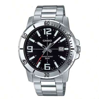 Casio 卡西欧 MTP-VD01D-1B 男士不锈钢表带石英表，休闲配饰，男士礼物