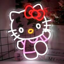 Sanrio 1 Stück/Sanrio KT Katze Gaming Zimmer Schlafzimmer Spielzimmer Internet Café Dekoration Neon Cartoon Form LED Neonlicht