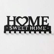 1pc Black Key Holder Wall Mounted Storage Rack, Metal Art Decorative Hook For Coats, Hats, Entrance Hallway - màu đen - Xem 4