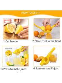 1 件装柠檬榨汁器手动水果榨汁机家用厨房榨汁工具柠檬榨汁器 - 黃色 - 查看 6