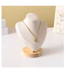 Velluto Ritratto Collana Display Ciondolo Organizzatore Espositore Gioielli Manichino Gioielli Busto Collana Ciondolo Vetrina - 米色 - 查看 1