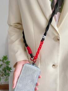 1pc Long Lanyard Strap, Crossbody Phone Holder, Suitable For Outdoor Activities, Features: Speaker, Sturdy Chain, Multiple Braided Thick Cord