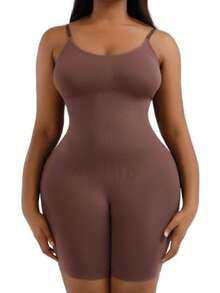 Body moldeador elástico para mujer, sin costuras  Liso - Café integral - Ver 3
