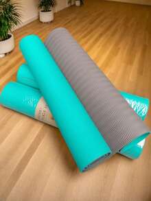 Esterilla de yoga bicolor, parte frontal suave y resiliente, parte trasera antideslizante, esterilla de fitness para pilates, almohadilla de picnic al aire libre, hecha de TPE, inodora, resistente, adecuada para mujeres, esterilla de entrenamiento en casa - Multicolor - Ver 14