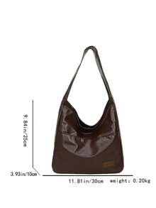 Fashionable Solid Color Soft PU Leather Shoulder Bag, Vintage Versatile Large Capacity Crossbody Bag, Suitable For School, Office, Daily Commute, Elegant Handbag With Zipper Wallet, Lightweight Casual Messenger Bag, Great Gift Choice - Coffee Brown - View 3