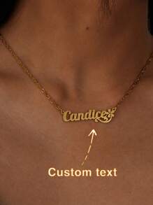 定制姓名项链、设计花形项链、不锈钢镀金哑光姓名项链、个性化姓名项链、女士生日礼物、母亲节礼物、女士女孩礼物、生日礼物、纪念礼物、返校礼物 - 彩色 - 查看 3