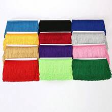 4 Inches Polyester Fringe Trim Lace Tassel Fringe Trimming For Latin Dress Stage Clothes Lamp Shade Decoration DIY