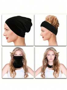 1pc Hijab Stretch Bonnet Turban Headscarftretch Plain Bamboo Jersey Inner Hat.For Muslim Women Hair Care Chemo Cap, Fashion Head Wrap