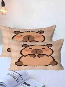 2/3pcs Personalize Name Capybara Cartoon Print Bedding Set, Bebed Comforter Set, With 1 Duvet Cover And 1-2 Pillowcases, King-Size Bedspread, Bed Sheet, Soft Skin-Friendly Polyester, Machine Washable, Dry Clean. It Is Suitable For Home And Bedroom Decoration,Personalized Gifts,Dorm Room Essentials College,Room Decor, Bedding Double, Room Decoration Stuff,Halloween.
