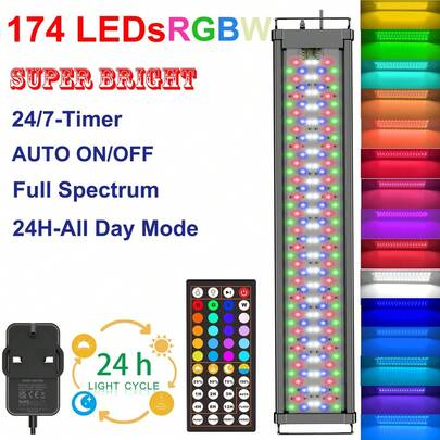 80-100cm LED Aquarium Light Light RGB With Timer, Full Spectrum,AUTO Turn ON/OFF Everyday, Fish Tank Lamp