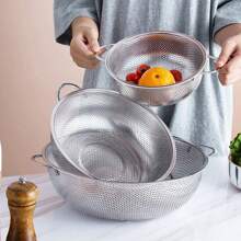 Stainless Steel Drain Basket Colander Fruit Rice Vegetable Washing Basket Strainer Drainer With Handle Kitchen Storage Tools