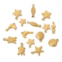 5pcs Stainless Steel Gold-Plated Marine Life Pendant DIY Jewelry Making Pendant For Women To Wear On Summer Beach Vacations - Pendants - View 7