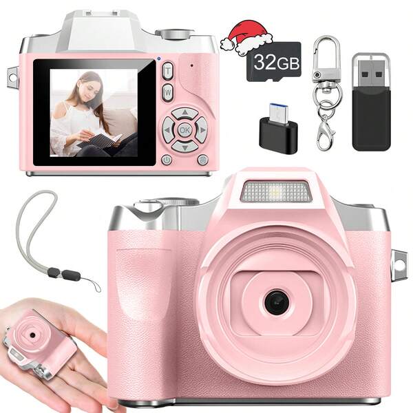 HD Children's Selfie Camera, Lightweight And Portable, 18x Digital Zoom, Christmas, Holiday, And Birthday Gifts For Boys/Girls Aged 3-10, 48MP High-Definition Digital Camera With 32GB SD Card For Young Children, Portable Toy For Boys/Girls, Built-In Flash, Filter Effect, And 1080P High-Definition Video Recording