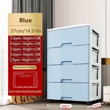 多层抽屉式收纳柜免组装床头五屉储物柜塑料加厚收纳箱可移动 - 彩色 - 查看 18