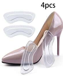 2/4 Stücke Frauen-Fersenkissen aus transparentem Silikon - ergonomischer Fersenklemme und gepolsterter Mittelsohle für locker sitzende Schuhe, rutschfester Fersenprotektor verhindert Blasen und bequeme hohe Absätze