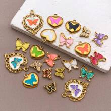 2pcs Fashion Enamel Stainless Steel Butterfly Charm High Quality Gold-Plated Love Butterfly Spacer Beads Pendant For DIY Bracelet Necklace Jewelry Making Craft Accessories
