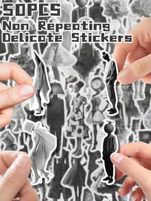 50pcs Surrealism Model Themed 2D Flat Stickers Non-Repeating Delicate Decoration For Holiday Gift Celebration Party&Home Decor Birthday Gift Luggage Notebook Handbook Water Bottles Cups,For School Supplies,Back To School - Multicolor - View 6
