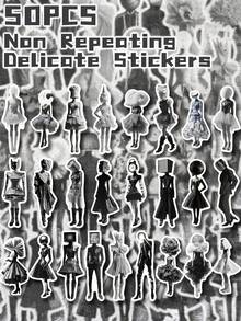 50pcs Surrealism Model Themed 2D Flat Stickers Non-Repeating Delicate Decoration For Holiday Gift Celebration Party&Home Decor Birthday Gift Luggage Notebook Handbook Water Bottles Cups,For School Supplies,Back To School - Multicolor - View 4