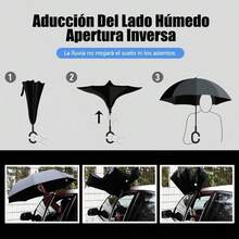 Paraguas grande de 24 varillas con diseño de arcoíris, mango largo, recto, anti-UV, para sol y lluvia. - Multicolor - Ver 8