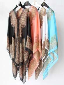 1 chiếc khăn choàng tay dài chống nắng bằng vải chiffon in họa tiết Paisley dành cho nữ, kiểu dáng thời trang mới, mỏng nhẹ, thích hợp cho hoạt động ngoài trời, du lịch, đi biển, nghỉ lễ. - nhiều màu - Xem 2