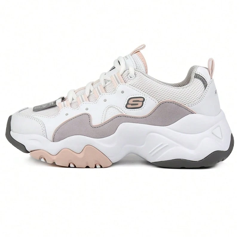 Skechers D'LITES系列 休閒鞋低筒柔軟回彈女鞋日常通勤運動鞋12955-WGPK - 白/灰/粉紅/WGPK - 查看 1