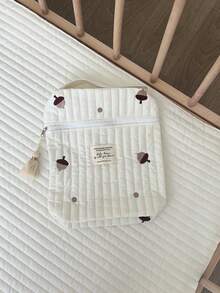 1pc Beige Taupe Tasseled Diaper Bag, Lightweight Stroller Hook On Pouch, Suitable For Daily Use - Multicolor - View 7