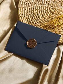 5/20pcs Vintage Envelopes & Invitations Cards, Linen Pattern Cards With Wax Seal Stickers, Suitable For Wedding, Birthday Party, Anniversary - Set - View 12